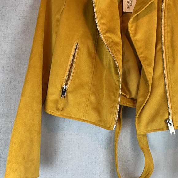 New Forever 21 Yellow Suede Biker Jacket BNWT - Picture 5 of 9